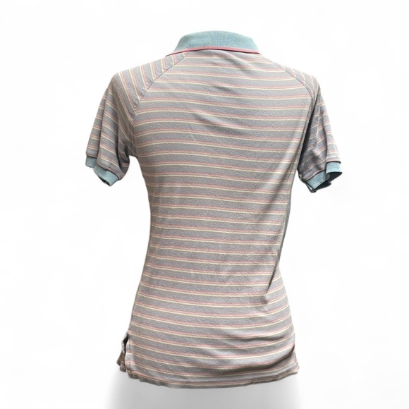 Vintage Loafers by Ryk Womens 70s Retro Purple Striped Polo Shirt Small Nerdcore - Picture 3 of 8